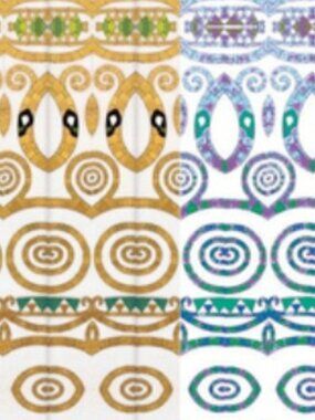 2 Fabric Pieces of Gustave Klimt designs - 2 Swatches on Cotton